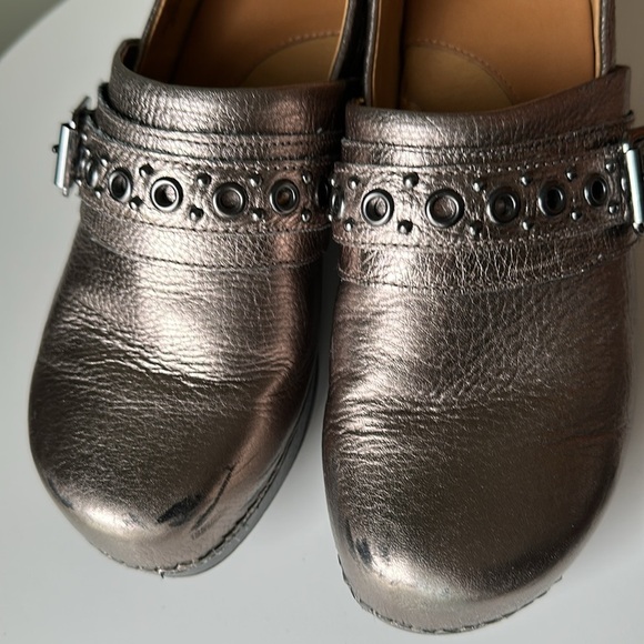 Nurse Mates Chelsea Pillowtop Metallic Leather Clogs Workwear Comfort Size 8 - Picture 12 of 17